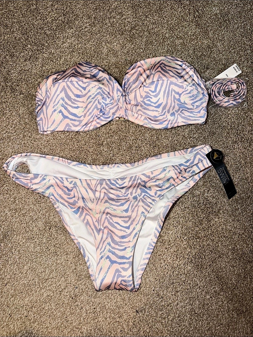 Victoria's Secret Twist Push-Up Bandeau Bikini Top 32dd & Ruched Bikini Medium
